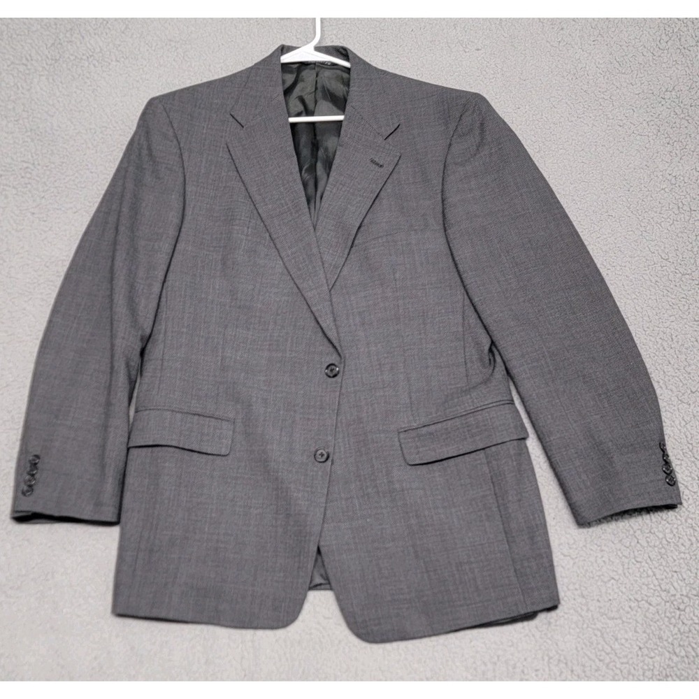 Vintage Burberry Blazer‎ Mens 42L Gray Birdseye Weave Wool Twill Suit Jacket
